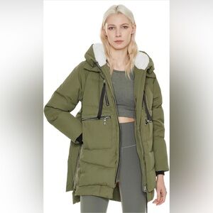 NWT Orolay Women's Thickened Hooded Down Jacket - Olive - Medium